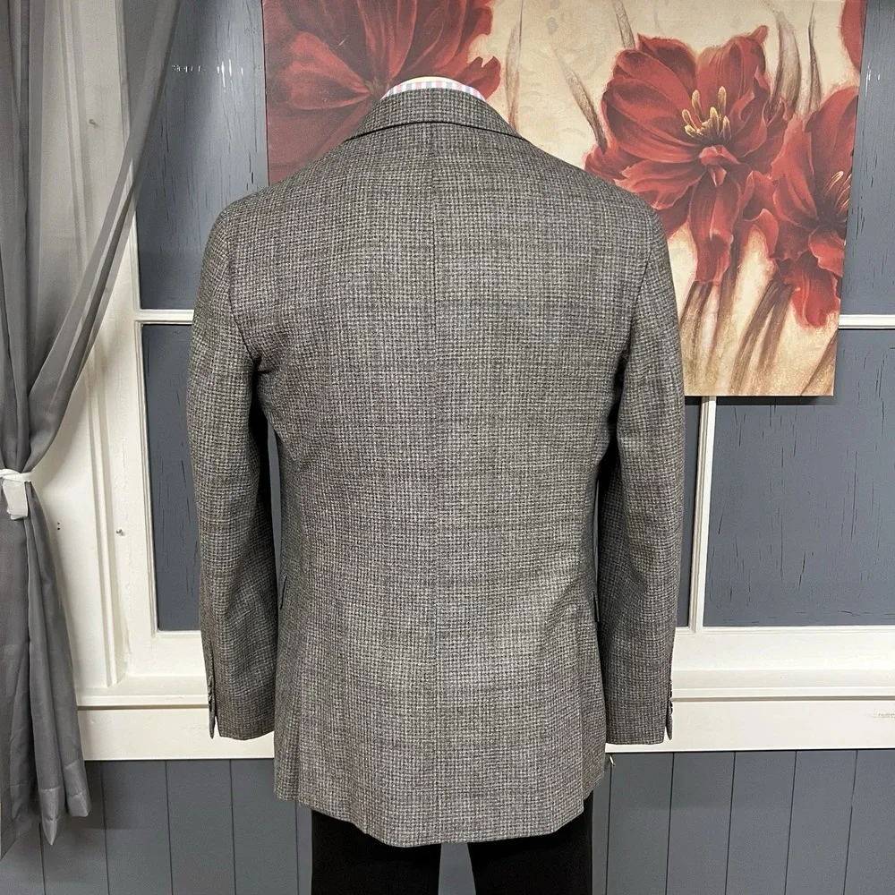 Joseph Abboud Blazer Mens 44L Long Modern Slim Fit Wool Flannel Tan/Gray/Brown